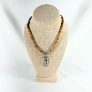 17 IN. COLORFUL “STAG” SURFERS’ NECKLACE WITH 1 1/2 INCH PENDANT